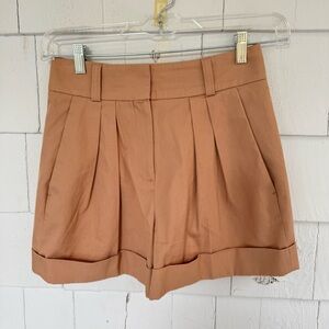 McQ by Alexander McQueen Pleated High Rise Shorts Tan Mauve size IT40 US4